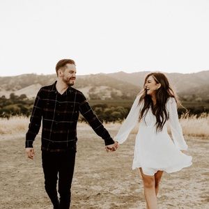 Lulu’s white long sleeve dress with Swiss dot detailing